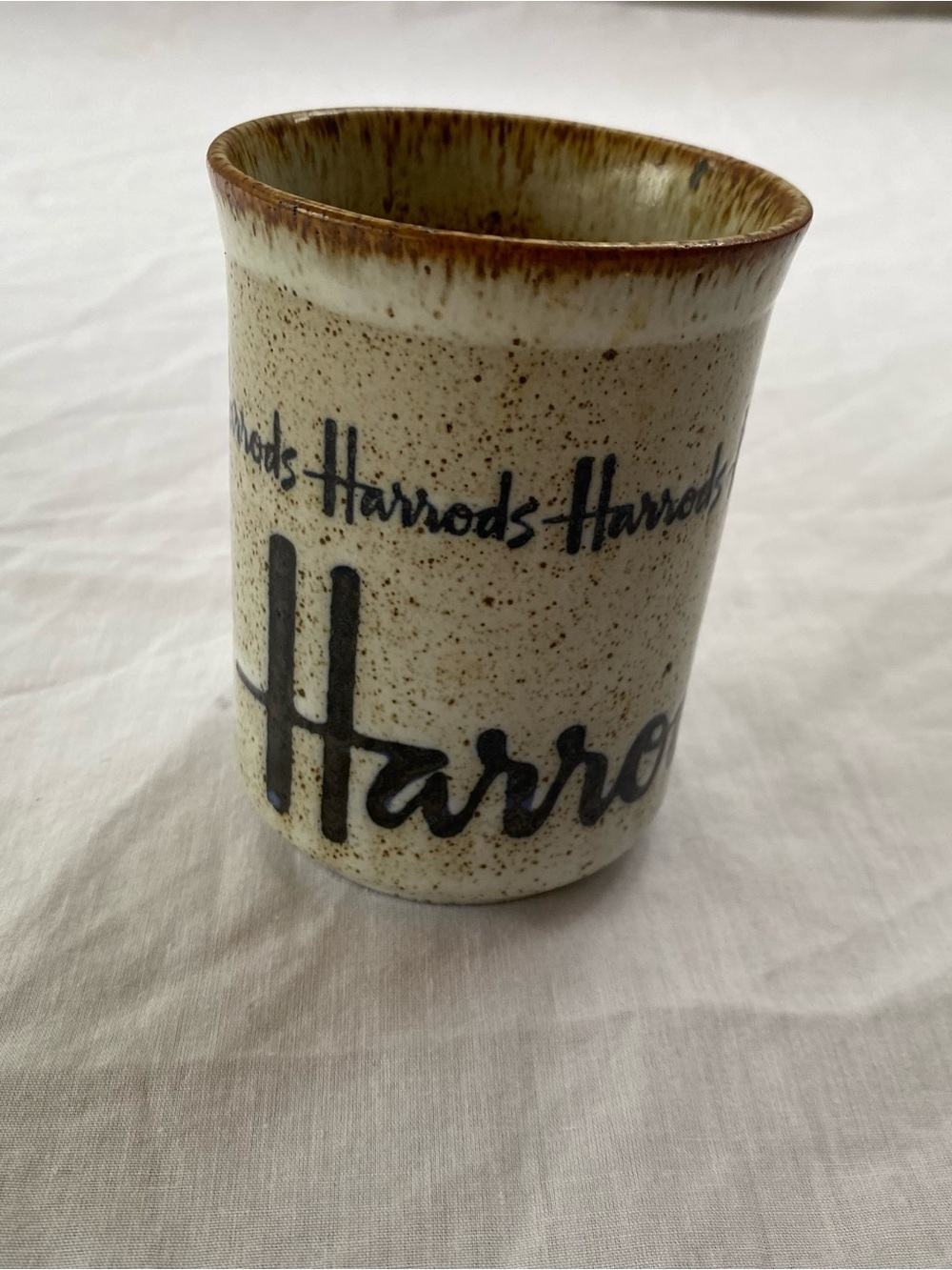 Vintage Harrods Main Living Stoneware Mug Rustic Speckled Coffee Cup England